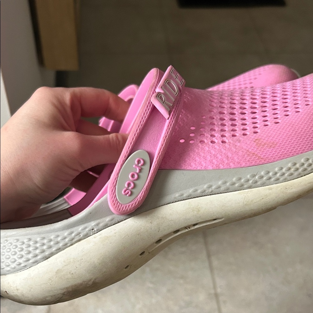 CROCS Pink Perforated Slip-Ons - Picture 4 of 4